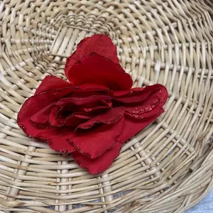 Red Rose Glitter Edge Hair Clip Handmade thumbnail 1