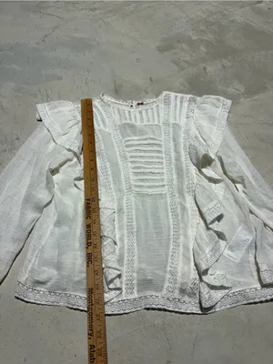 Free People Women’s White Ruffle Lace Peasant Blouse small thumbnail 4