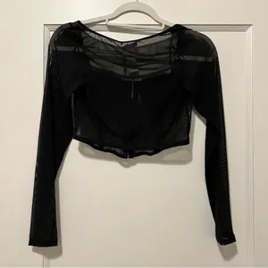 Sincerely Jules Black Long Sleeve Mesh Lace Corset Top Size Medium NWT thumbnail 2