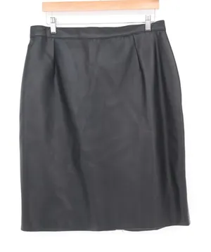 Atlantic Beach Skirt Womens 1X Pencil Black Faux Leather Elastic Back Excellent thumbnail 1