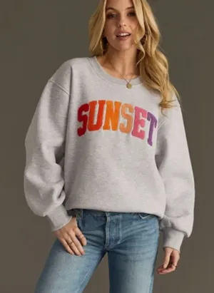 Panache Apparel Sunset Sweatshirt Gray Fleece Crewneck Pullover Size Small thumbnail 1