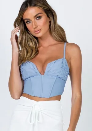 Princess Polly Blue Corset Top thumbnail 1