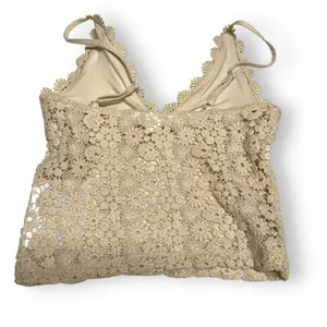 H&M Womens Crop Top Sz‎ XS Light Beige Lace Camisole V Neck Cropped thumbnail 3