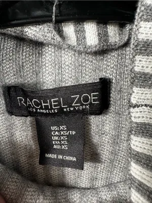 B174. Rachel Zoe Striped Mock Neck Sweater in White and Gray- oversized thumbnail 2