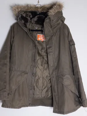 Y2K Tetsu Military Parka Coat M Olive Hooded Faux Fur Quilted Shell Utility thumbnail 1