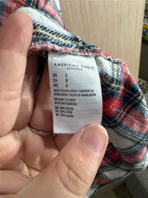 Women’s American Eagle Outfitters Red and White Plaid Button-Down Shirt Large thumbnail 3