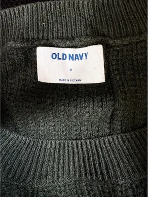 Sweater M Green Old Navy Waffle Knit Striped Crew Neck Pullover thumbnail 6