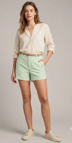 Banana Republic Womens Mint Green Textured Jacquard Shorts Geometric‎ Size 10 thumbnail 1