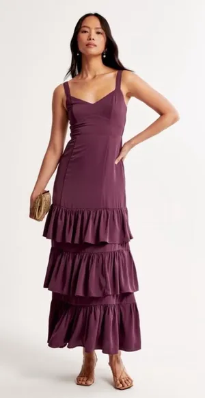 NWT Abercrombie & Fitch Ruffle Tiered Maxi Dress Size Medium Tall thumbnail 1