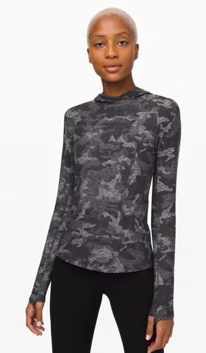 Lululemon On Repeat Runderful Gray Camo Long Sleeve Top‎ Size 8 EUC thumbnail 1