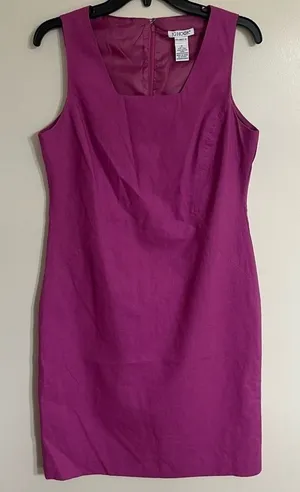 JG‎ Hook Sheath Dress Linen Blend Vintage Sleeveless Lined Womens Size 8 Purple thumbnail 1