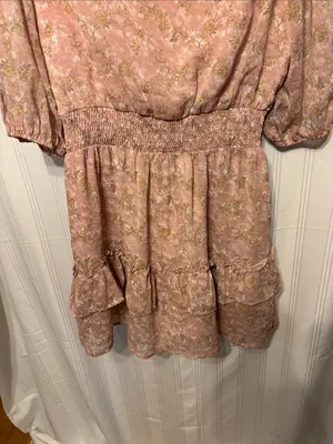 Le Lis Dusty Rose Floral V-Neck Ruffle Mini Dress thumbnail 6