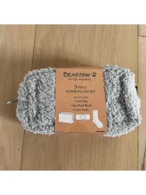 BearPaw 3 Piece Super Plush Set Gray NWT thumbnail 2