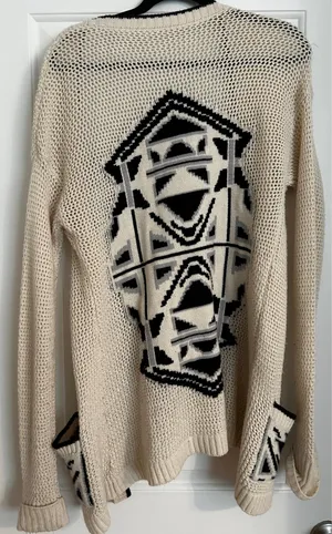 Cardigan Knit Sweater Tan Size L thumbnail 2
