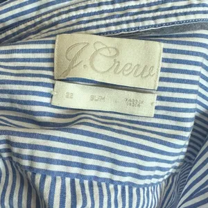 JCrew Cotton Stretch Slim Fit Poplin Shirt Womens 22 Button Up Blue Stripe AW239 thumbnail 7