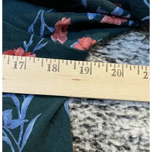 American Eagle Womens Large Peplum Top Blue Floral Tie Front Balloon Sleeve Boho thumbnail 5