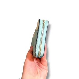 Kate Spade New York Wallet Womens Aqua White Saffiano Leather Zip Around thumbnail 9