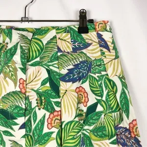 FARM Rio Green‎ Tropical Floral A-Line Mini Skirt S thumbnail 3