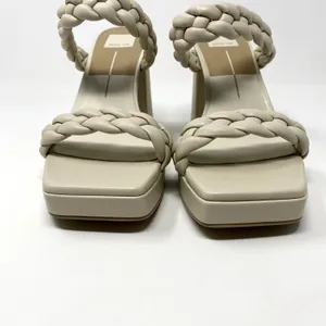 Dolce Vita Ivory Ashby Platform Braided Faux Leather Sandal Block Heels 9.5 thumbnail 4