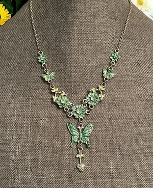 Butterflies And Flowers Drop Necklace Multiple thumbnail 2