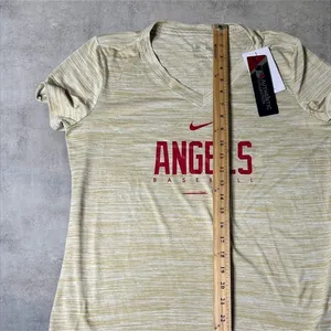 Los Angeles Angels Baseball T-Shirt Womens M Tan MLB Nike Dri-FIT‎ Tee NEW thumbnail 5
