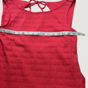 Anthropologie Open Back Tiered Mini Dress Coral Pink Textured Stripe Large thumbnail 6