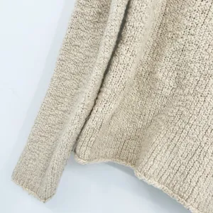 Eileen Fisher Womens Oatmeal Wool Camel Hair Boucle Cowl Neck Sweater‎ Size PL thumbnail 2