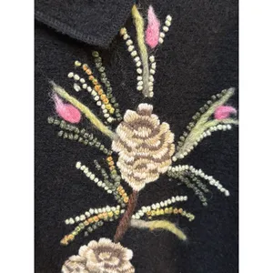 Susan Bristol Women Embroidered Cardigan Sweater Size Medium 100% Wool‎ 90's Y2K thumbnail 4
