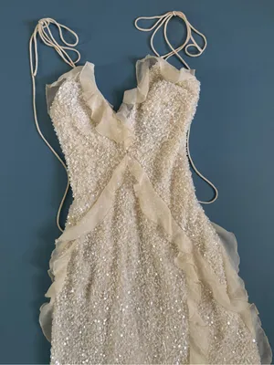 NWT Bardot Marsella Ruffle Sequin Ivory Bridal Coquette Midi Dress thumbnail 6