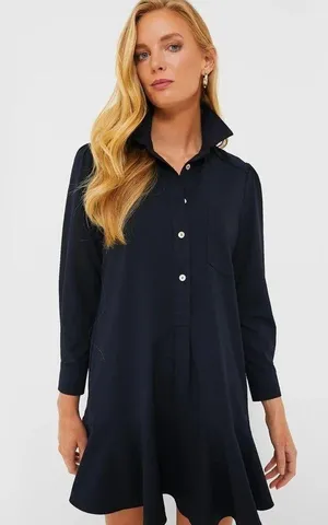 Tuckernuck Pomander Place Black Crepe Callahan Shirt Dress Women’s Size Large thumbnail 1
