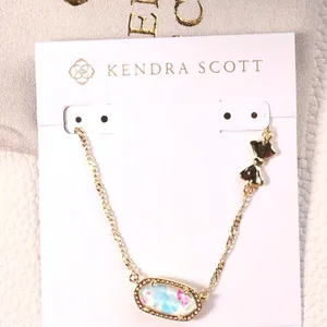 Kendra Scott x LoveShackFancy Gold Bow Elisa Necklace Pastel Blue Rosa Beux thumbnail 4