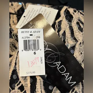 Betsy & Adam Sequin Lace Strapless Evening Gown With Sash size 6 NWT USA thumbnail 7