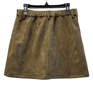 A Loves A Girls Olive Green Faux‎ Suede Mini Skirt Button Front Pockets Large thumbnail 2
