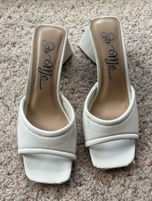 Forever 21 white block heels  thumbnail 1