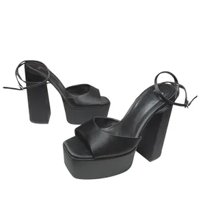 MNG Mango Women's Black Platform Ankle Strap High Heels Maxi Sandals Size 7.5 thumbnail 5