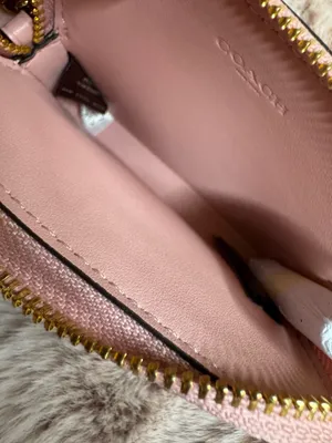 NWT Coach Zip Card Case Signature Denim With Charm CFA35 denim/Gold/Light Pink thumbnail 4