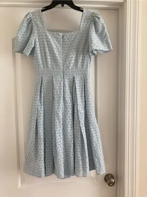 Rachel Parcell Powder Blue Eyelet Square-Neck Midi Dress thumbnail 4