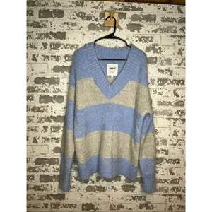 Aerie | women striped fuzzy vneck sweater thumbnail 7
