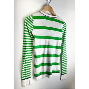 Lilly Pulitzer Shirt Womens Size Small Green White Striped Long‎ Sleeve Pullover thumbnail 4