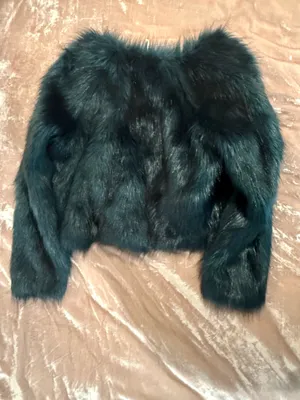 free people faux fur Dark green coat thumbnail 4