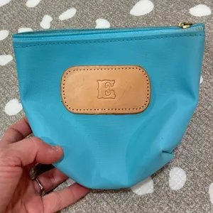 Jon Hart Chico mini bag E stamped monogram initial Ocean Blue zipper pouch thumbnail 1