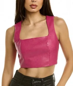 7 FOR ALL MANKIND Vegan Leather Bustier Crop Top thumbnail 1