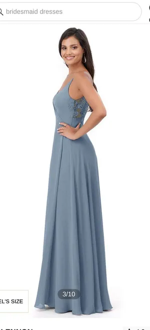 Azazie Lennon Dusty Blue Chiffon Dress thumbnail 3