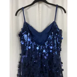Stacees Dark Navy Sequin Mini Dress Sz.8 NWT Blue thumbnail 9