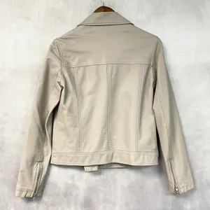 Forever 21 Womens Moto Jacket Size S Faux Leather Biker Cropped Minimal Neutral thumbnail 2