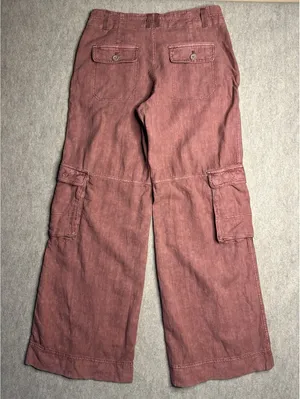 Anthro Pilcro Pink Beach Cargo Linen Blend Wide Leg Women’s 26 thumbnail 4