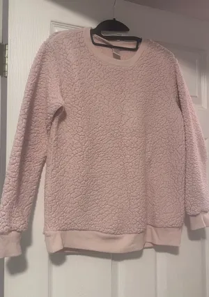 Cozy Pink Sherpa Pullover Sweater Size M thumbnail 1