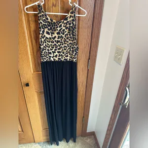 Cheetah Tank Top Maxi Dress Bellamie Boutique Size L Full Length With Pockets thumbnail 7