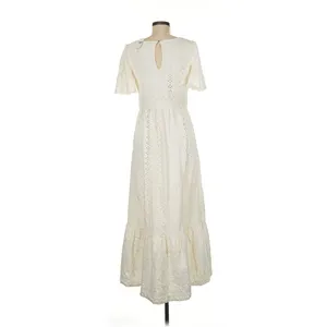 NWT Anthropologie Maeve Rochelle Eyelet Maxi in White Ivory Eyelet Dress M thumbnail 2
