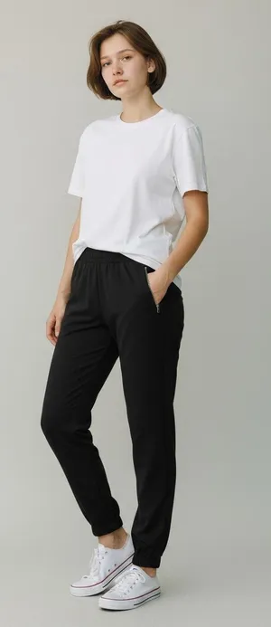 2 S Pants Casual Joggers Light Weight Elastic Black Ankle Fit Small Women's thumbnail 1